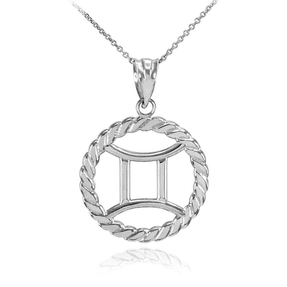 Pure Silver Gemini Zodiac Sign Pendant Necklace